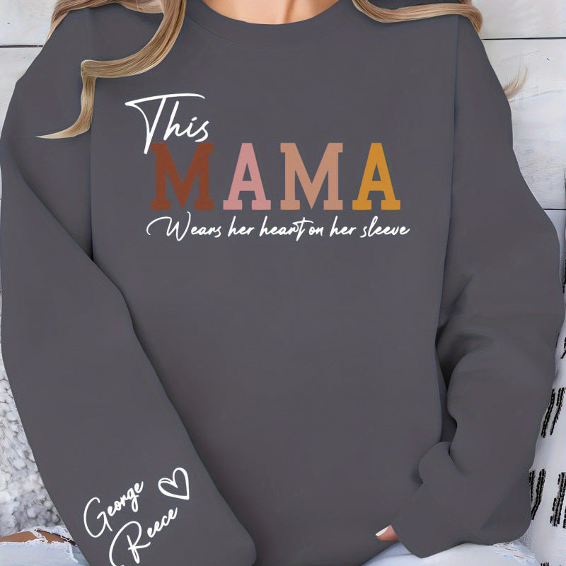 Sweat-shirt pour femmes avec impression inspirante "Mama" et coupe confortable