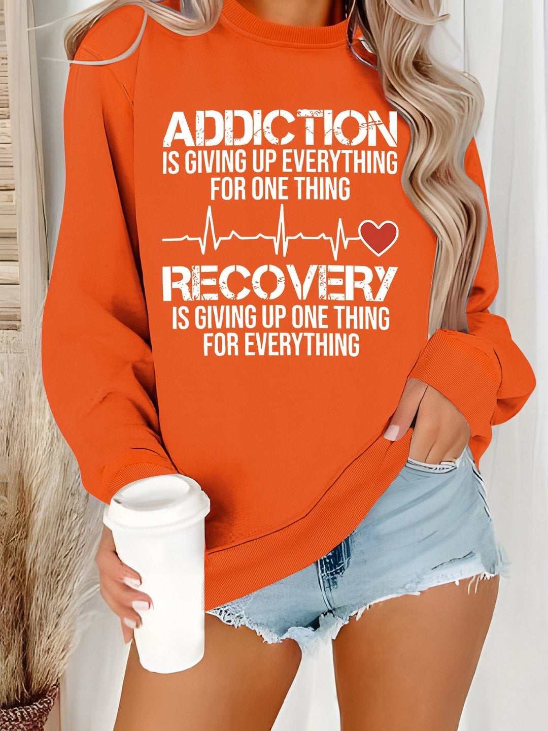 Sweatshirt pour femmes avec impression inspirante et coupe décontractée
