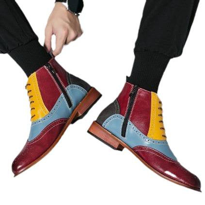 Bottines en cuir élégantes pour femmes avec un design coloré
