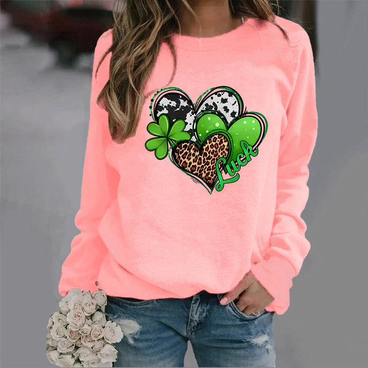 Sweatshirt pour femmes avec un design créatif en forme de cœur et un motif accrocheur
