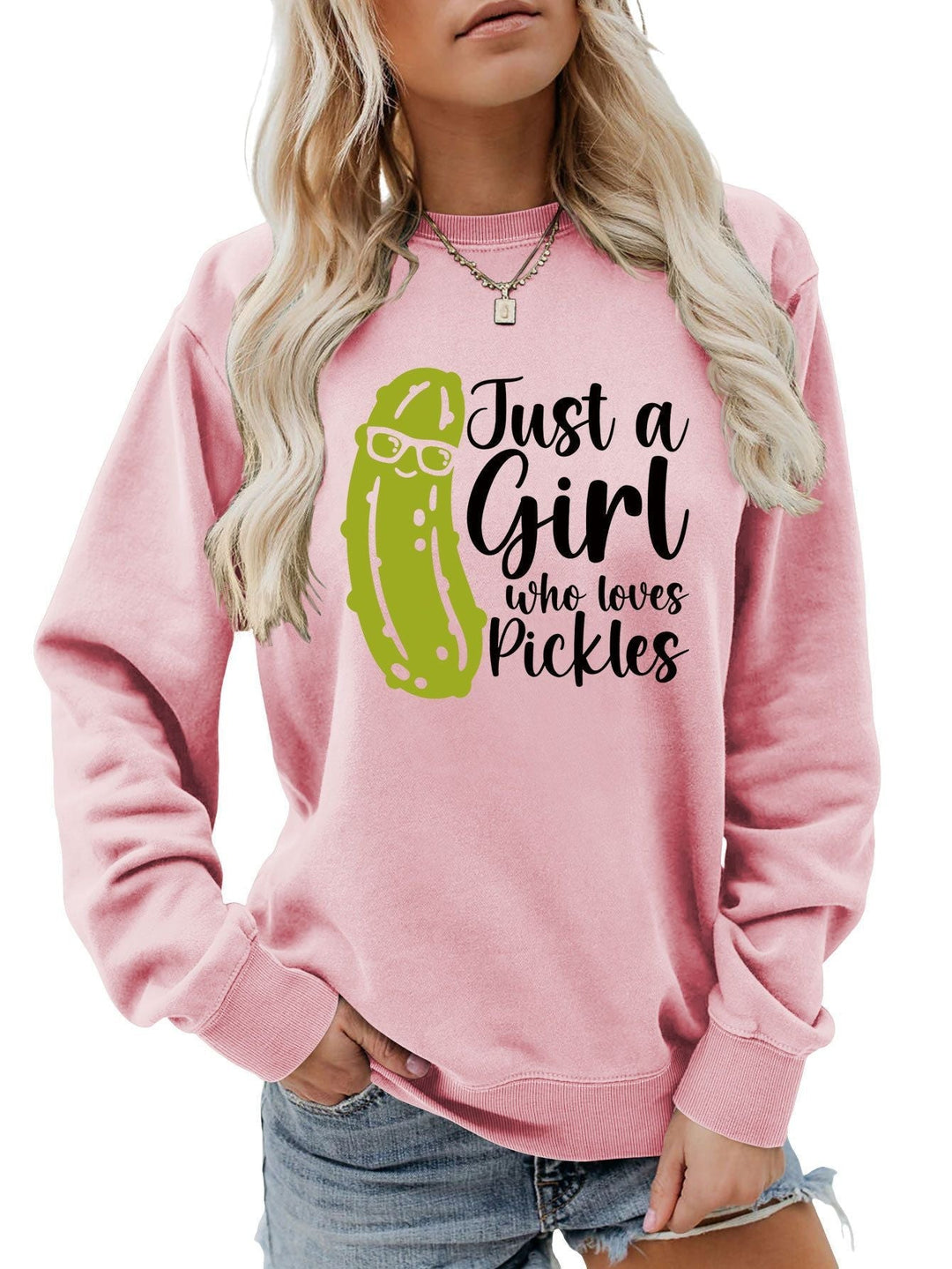Sweatshirt pour femmes avec un motif de concombre humoristique et une coupe décontractée