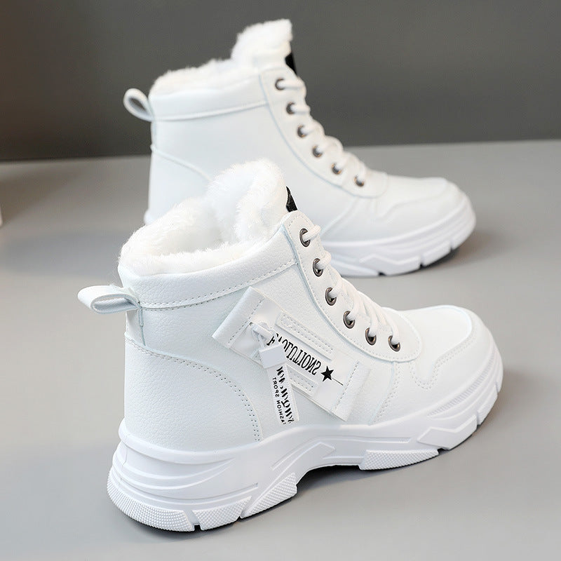 Baskets montantes pour femmes avec doublure en polaire chaude et semelle antidérapante