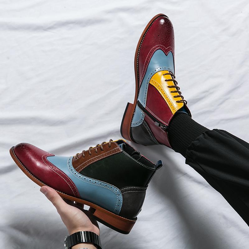 Bottines en cuir élégantes pour femmes avec un design coloré