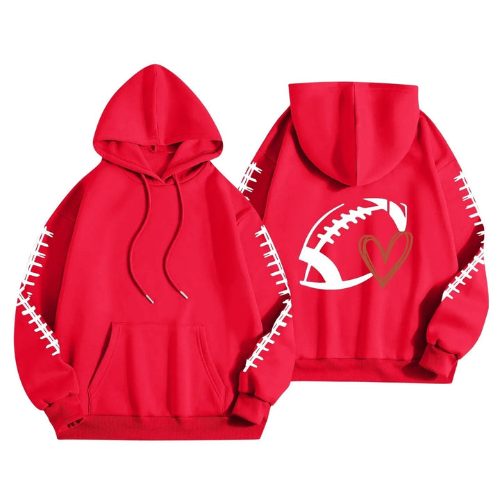 Sweat à capuche pour femmes avec motif football créatif et coupe décontractée