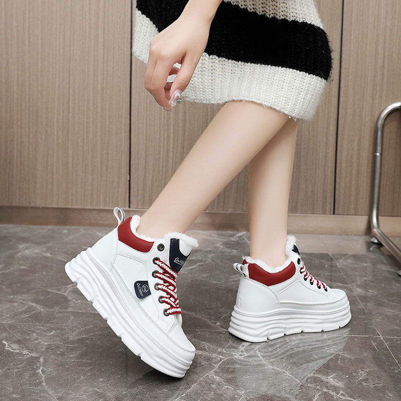 Baskets montantes d'hiver pour femmes avec doublure en fleece luxueux