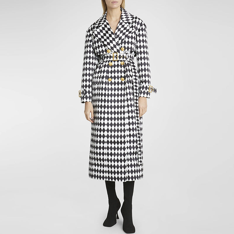 Manteau trench pour femmes avec motif Harlequin