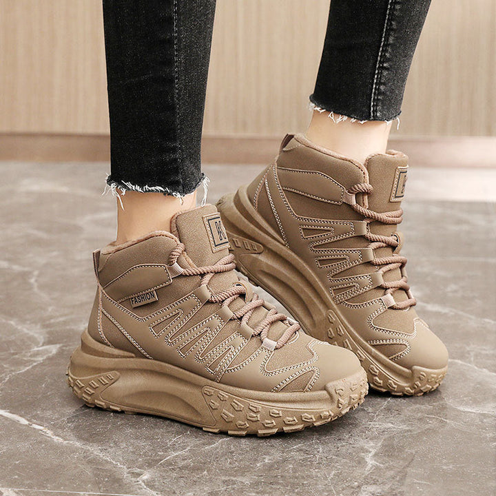Baskets d'hiver tendance pour femmes avec doublure en polaire isolante et semelle antidérapante