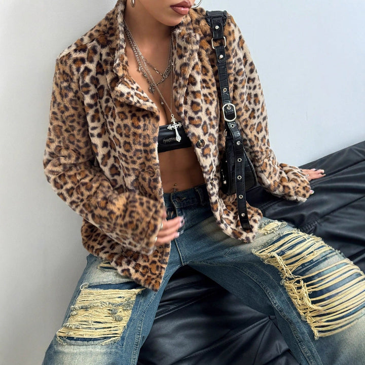 Veste blazer élégante à motif léopard pour femmes