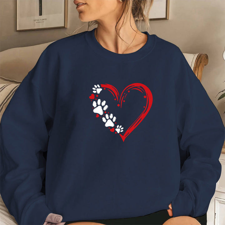 Sweatshirt pour femmes avec design créatif de cœur et de patte