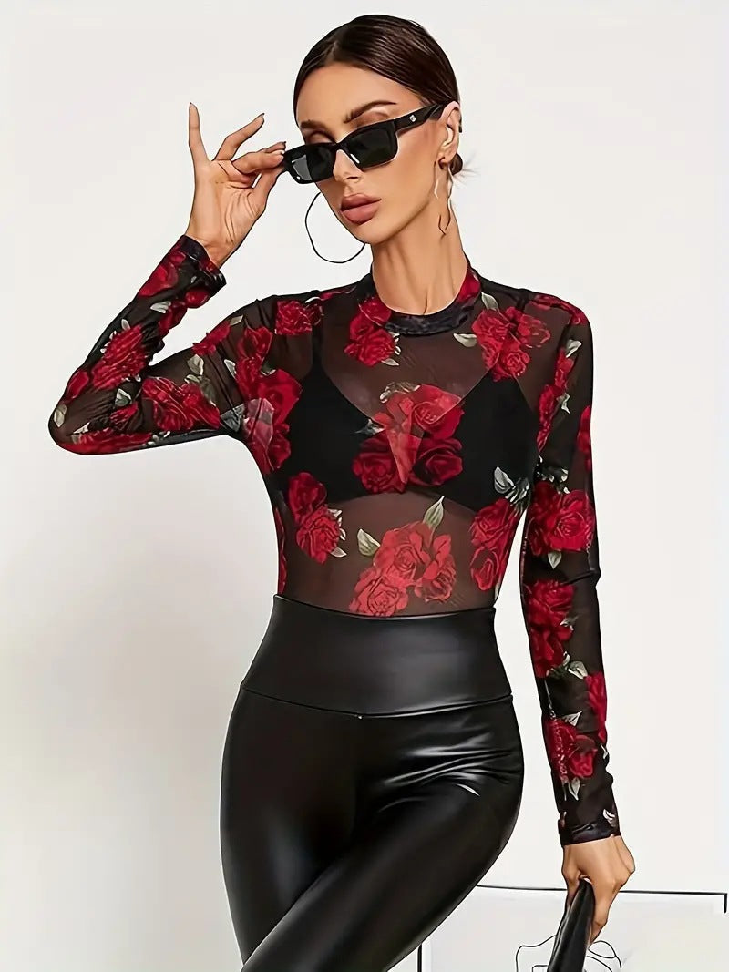 T-shirt à manches longues pour femmes avec un design abstrait moderne