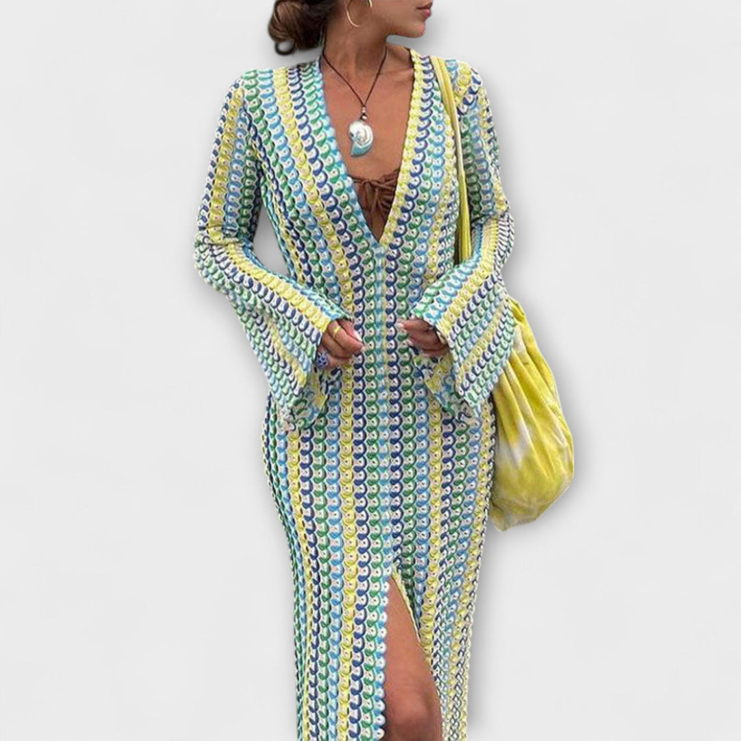 Eliora – Robe maxi avec décolleté en V et ambiance de vacances