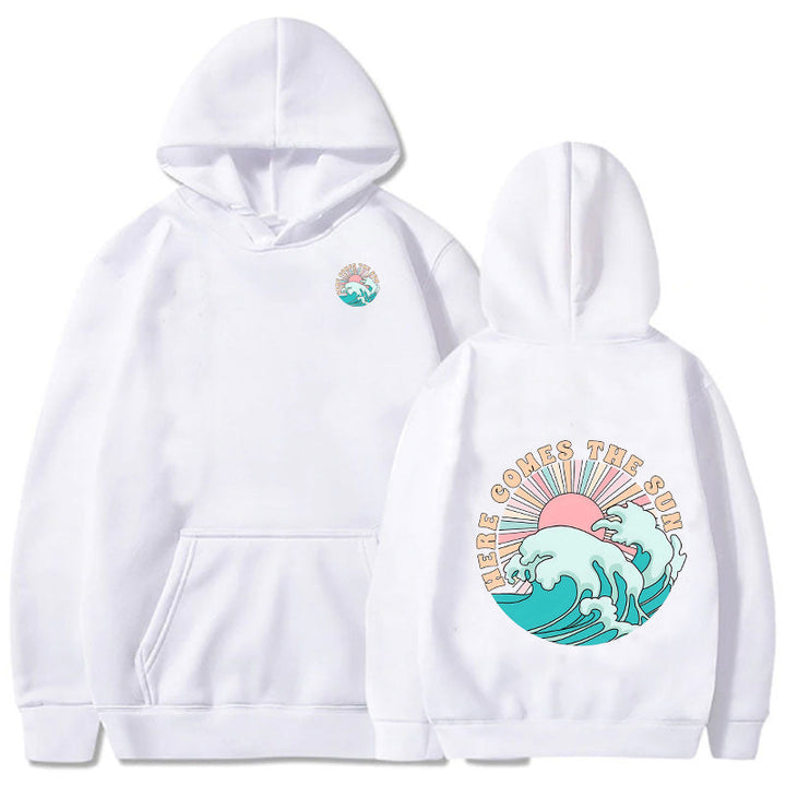 Sweat à capuche pour femmes avec motif de vagues artistiques et impression inspirante