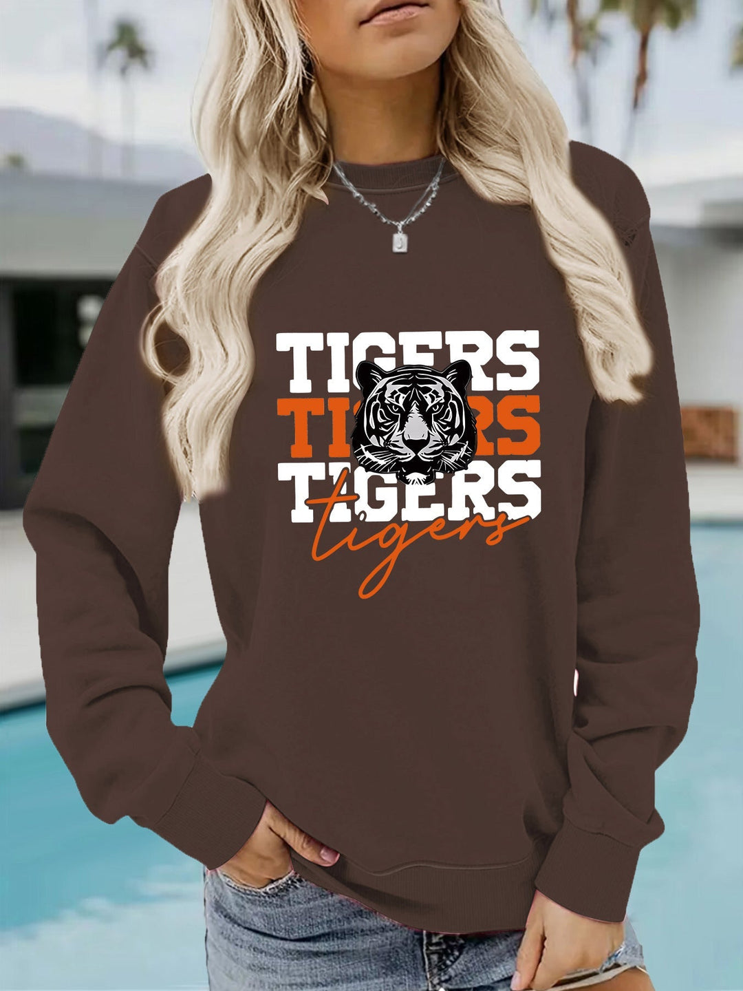 Sweatshirt pour femmes avec design animaliste de tigre et coupe décontractée