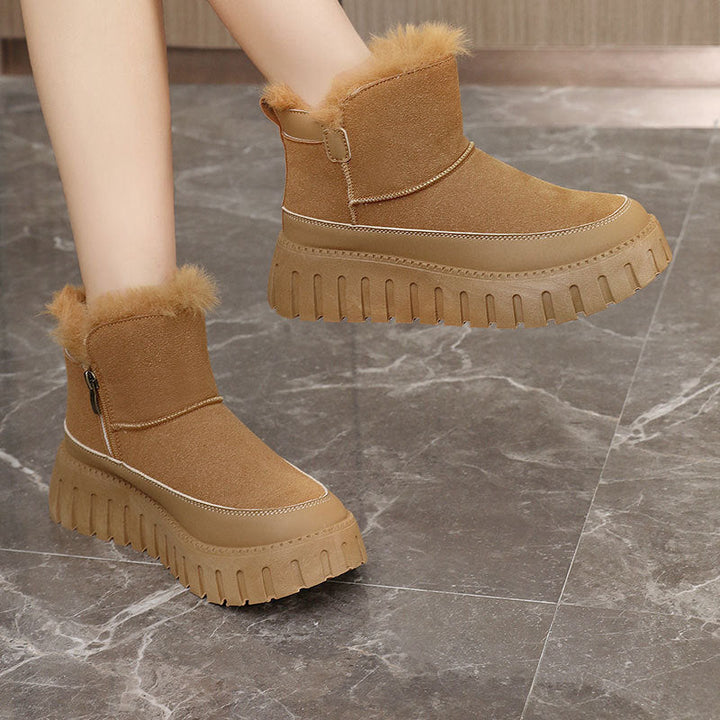 Bottes d'hiver pour femmes avec fausse fourrure luxueuse et semelle antidérapante