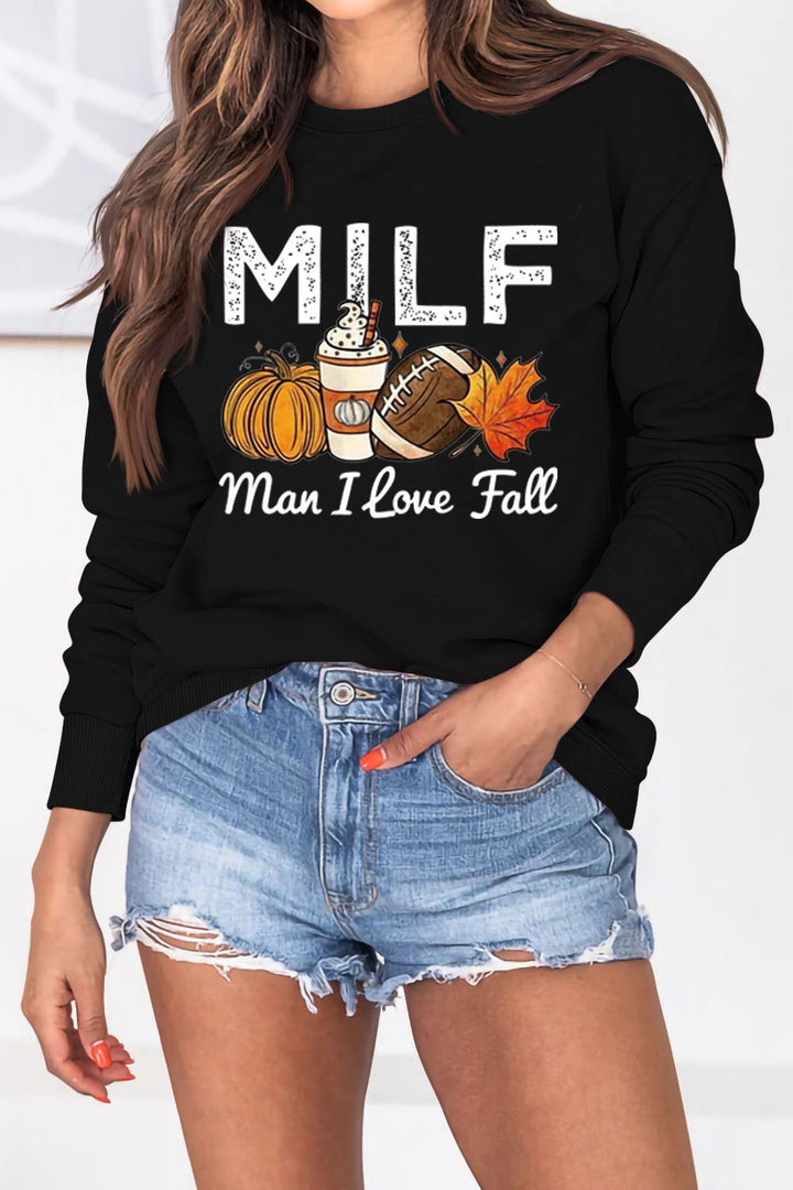 Sweat-shirt pour femmes avec motif automnal et inscription inspirante
