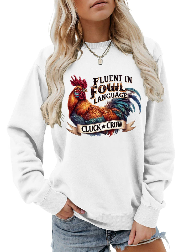Sweatshirt pour femmes avec un motif humoristique de poulet et une coupe confortable