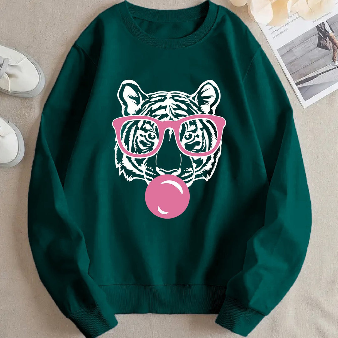 Sweat-shirt pour femmes avec un design créatif de tigre et une coupe décontractée