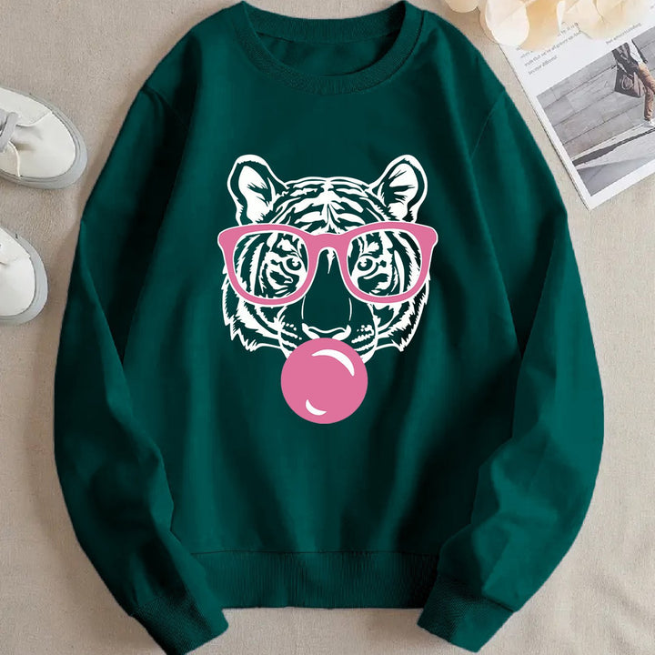 Sweat-shirt pour femmes avec un design créatif de tigre et une coupe décontractée