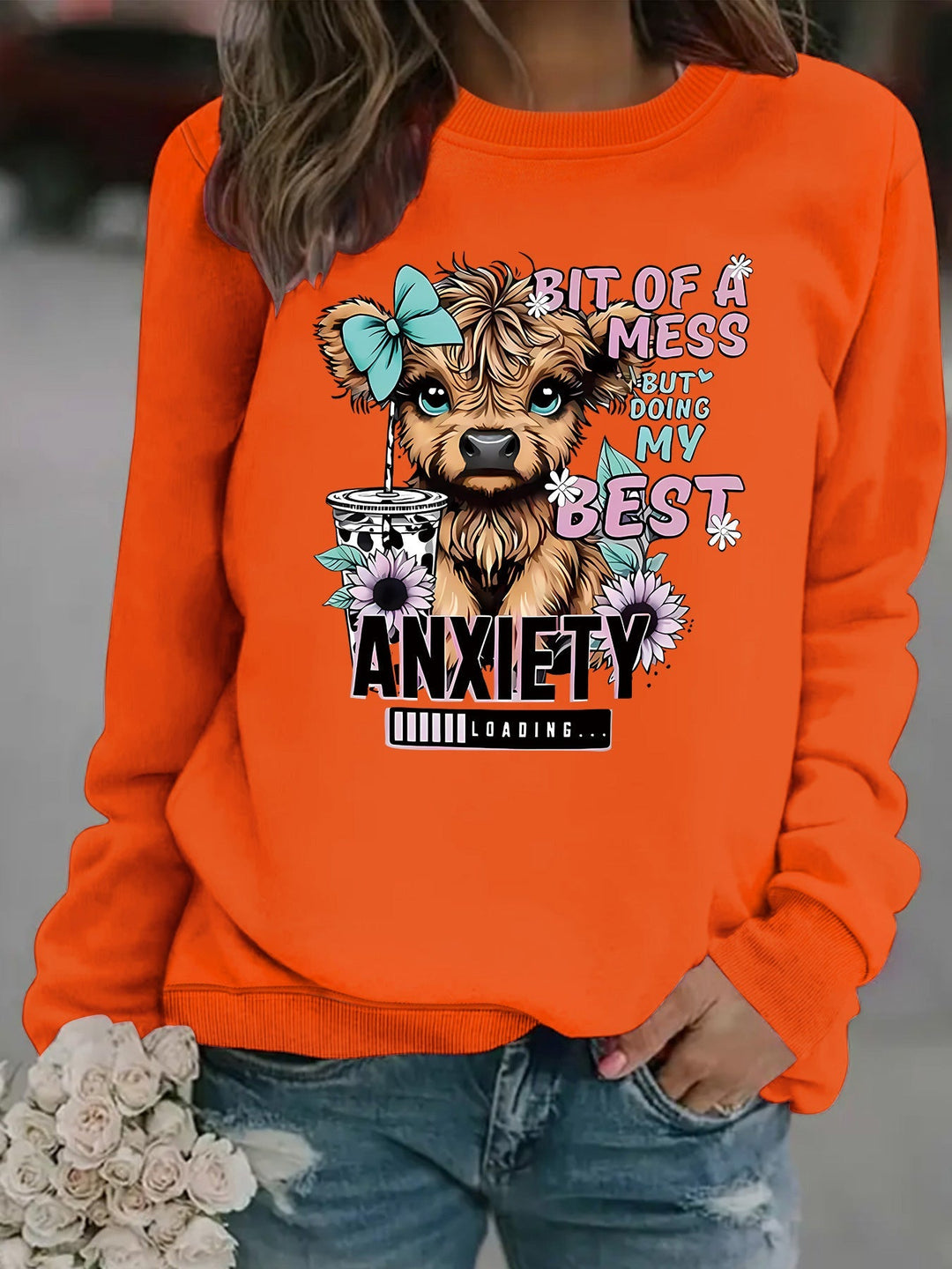 Sweatshirt pour femmes avec un design de chien créatif et une inscription inspirante