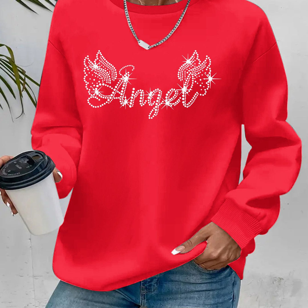 Sweatshirt femme avec impression scintillante et coupe décontractée