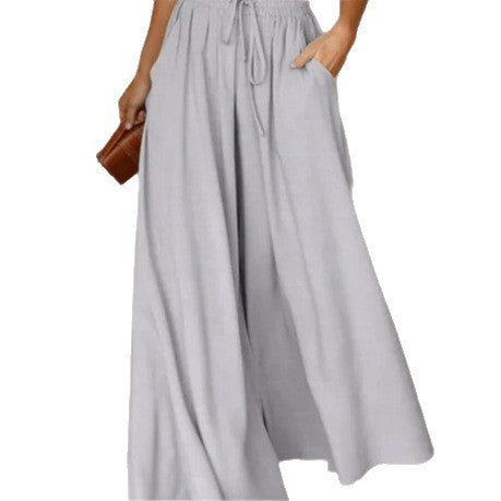 Pantalon Palazzo large pour femmes avec taille élastique et poches latérales pratiques