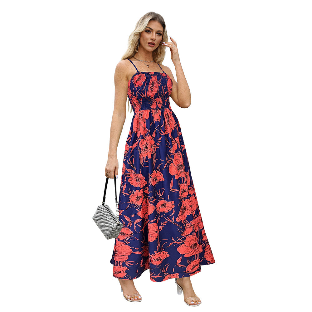 Emma - Robe maxi fleurie à bretelles spaghetti