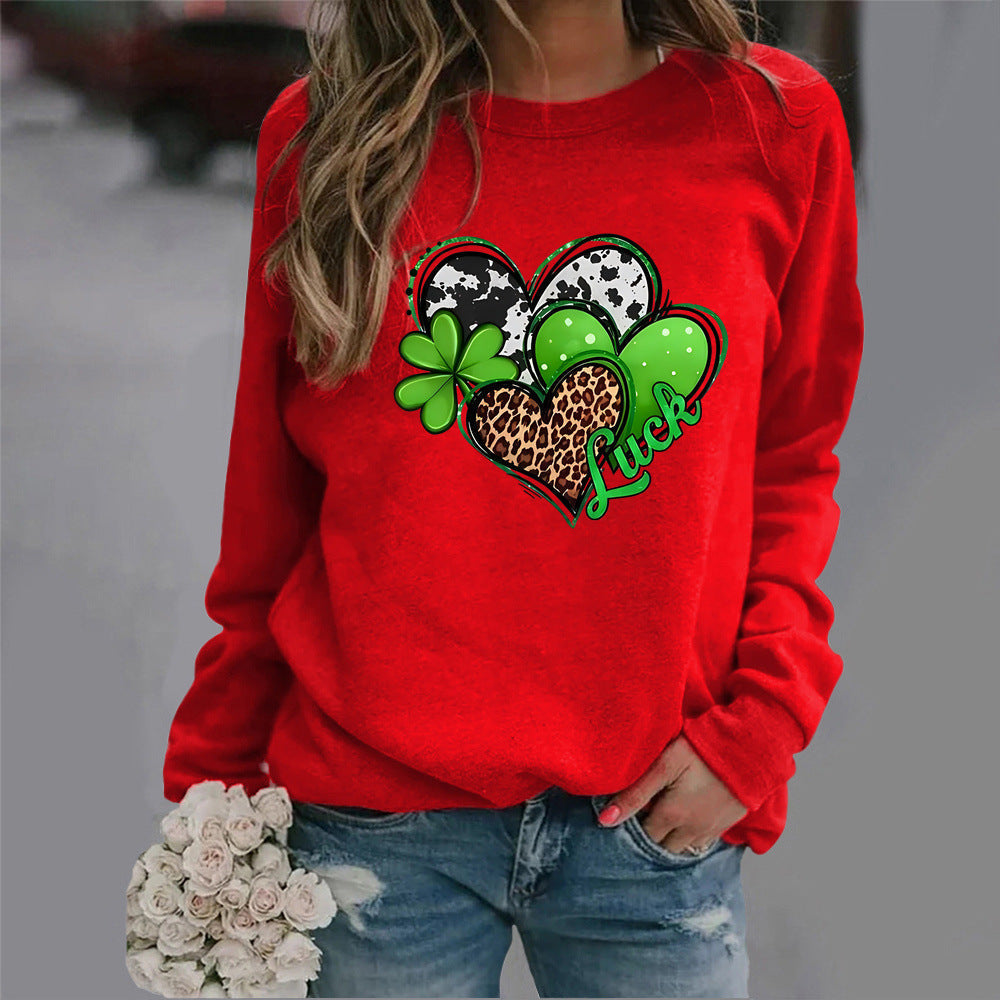 Sweatshirt pour femmes avec un design créatif en forme de cœur et un motif accrocheur