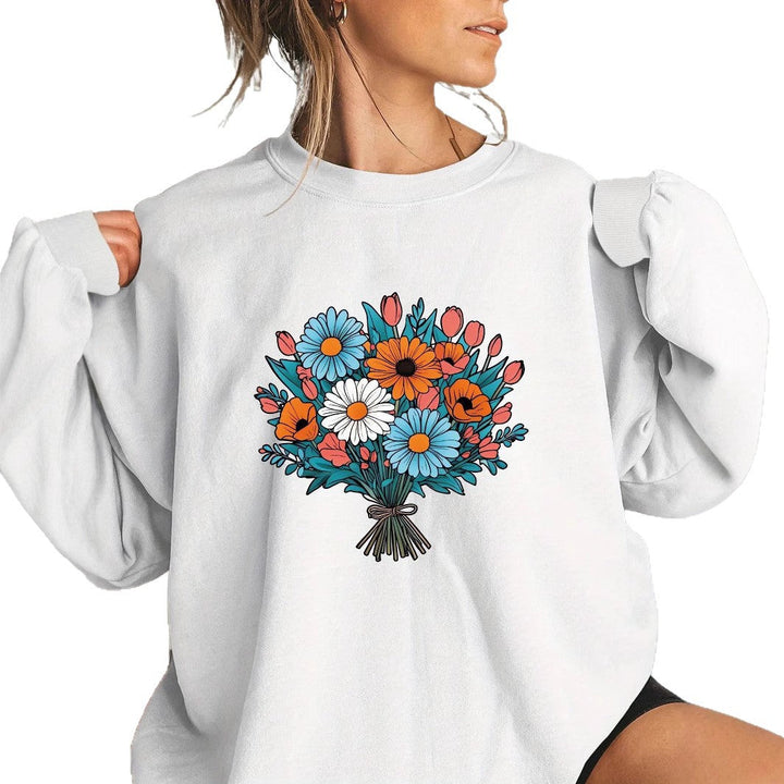 Sweatshirt Oversized Femme avec Détails Graphiques Floraux