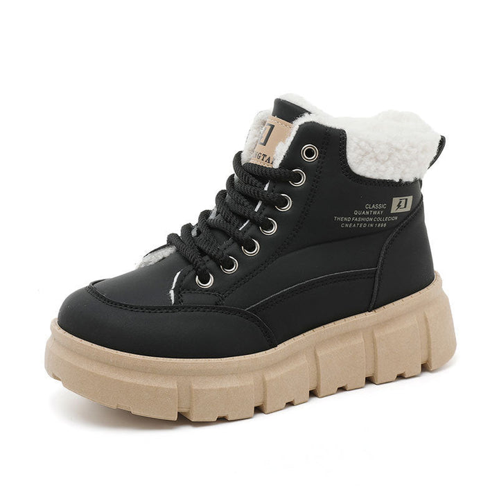 Bottes d'hiver montantes pour femmes avec doublure en fausse fourrure isolante et semelle antidérapante