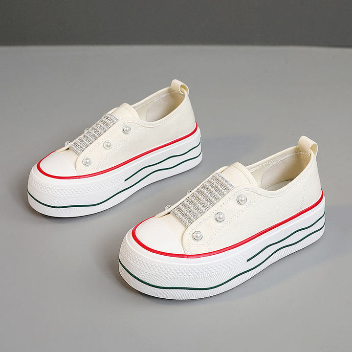 Baskets Slip-On tendance pour femmes avec appliques scintillantes