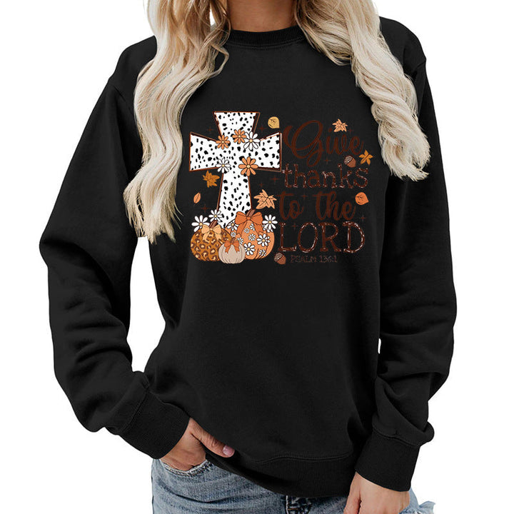Sweat-shirt pour femmes avec impression créative de croix et design automnal