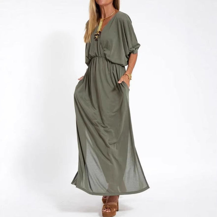 Robe maxi élégante pour femmes avec fente latérale et taille élastique