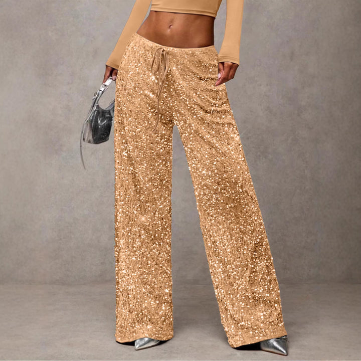 Pantalon palazzo extravagant pour femmes avec ornements en sequins