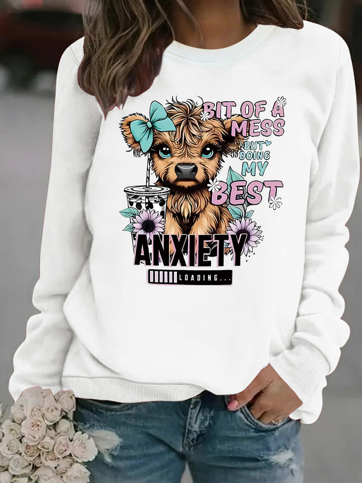 Sweatshirt pour femmes avec un design de chien créatif et une inscription inspirante