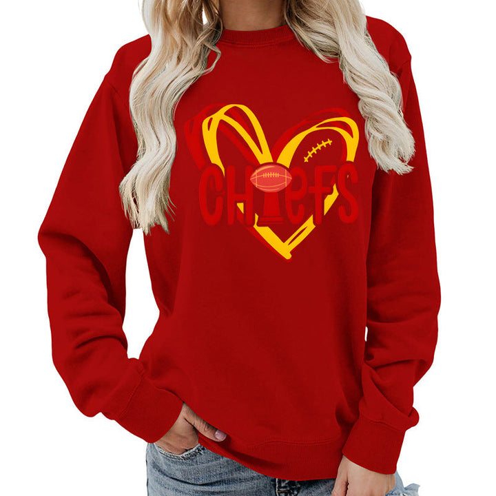 Sweatshirt pour femmes avec motif en cœur et graphiques sportifs créatifs