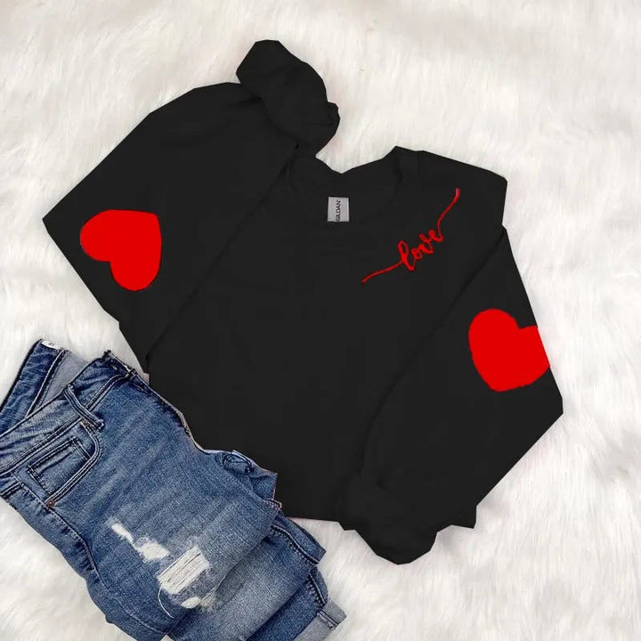Sweat-shirt pour femmes avec design de cœurs et coupe décontractée