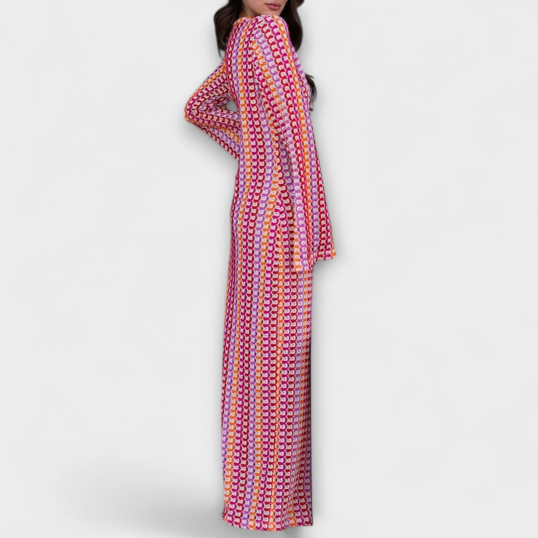 Elina – Robe maxi avec décolleté en V et ambiance de vacances