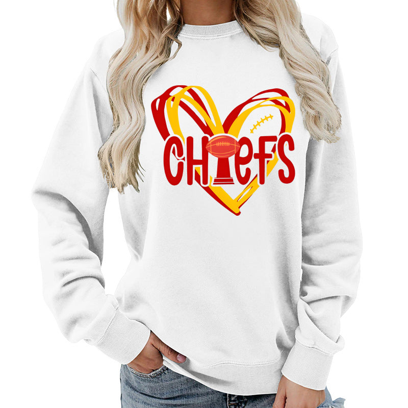 Sweatshirt pour femmes avec motif en cœur et graphiques sportifs créatifs