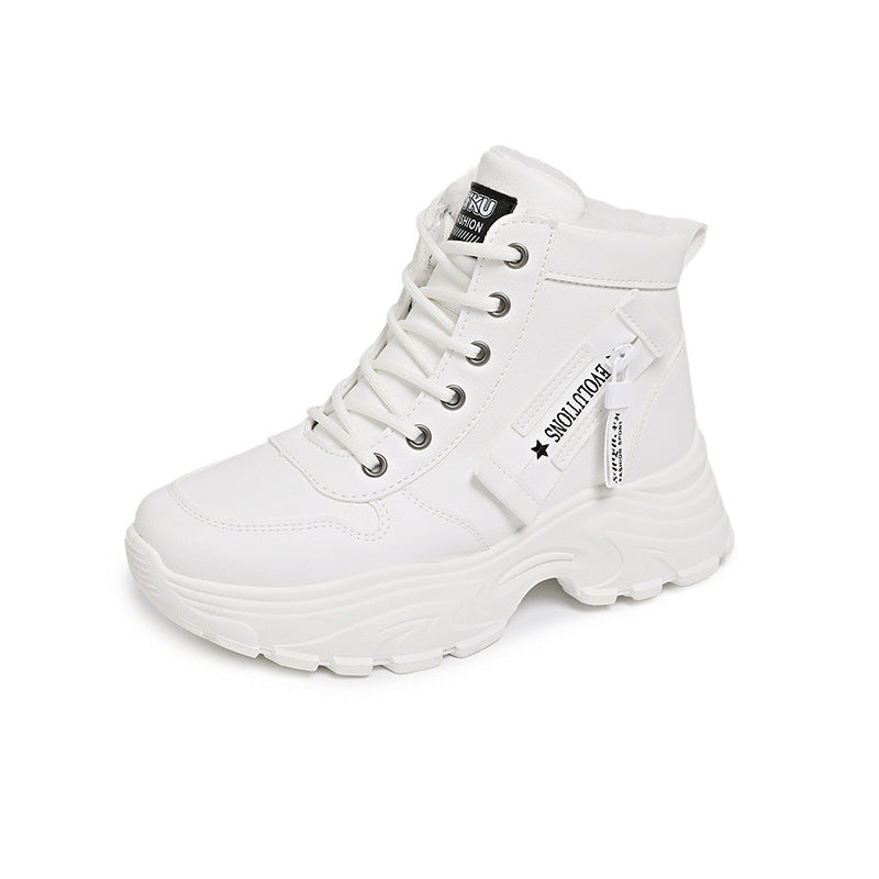 Baskets montantes à la mode pour femmes avec fermeture éclair tendance et doublure intérieure confortable
