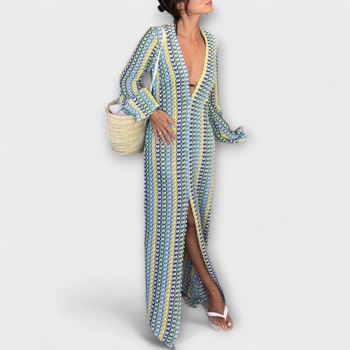 Eliora – Robe maxi avec décolleté en V et ambiance de vacances