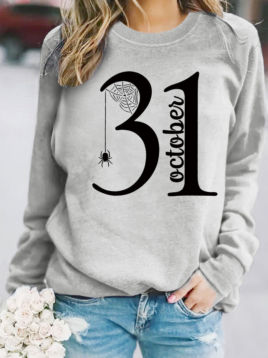 Sweatshirt pour femmes avec motif Halloween créatif et coupe confortable