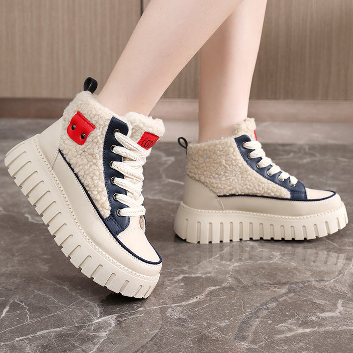 Baskets montantes d'hiver pour femmes avec doublure douillette et accents tendance