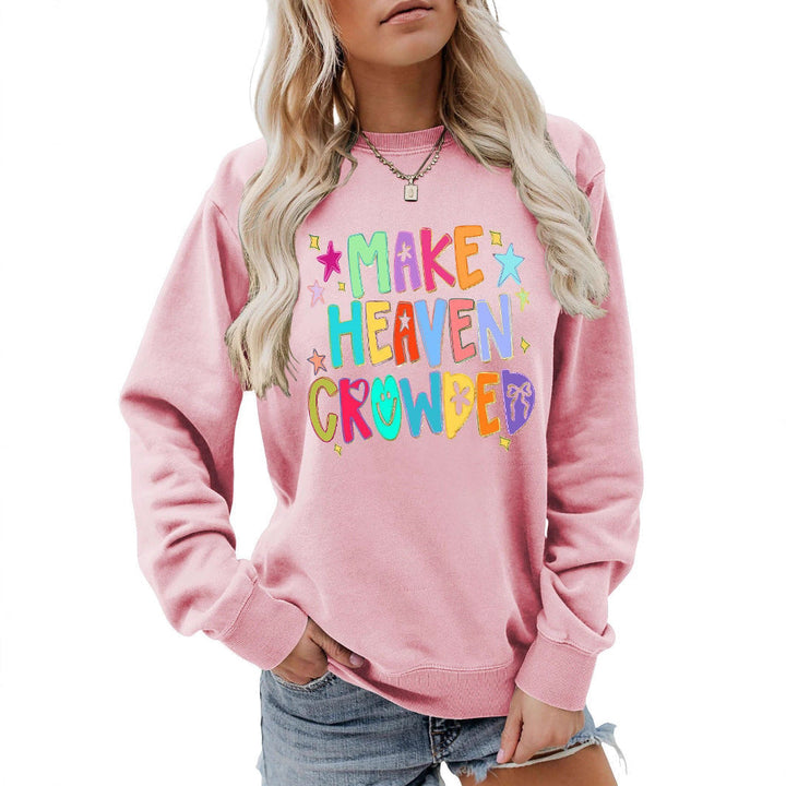Sweatshirt pour femmes avec motif coloré et inscription ludique