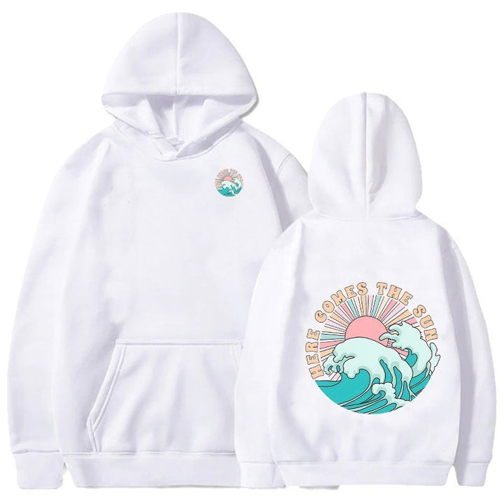 Sweat à capuche pour femmes avec motif de vagues artistiques et impression inspirante