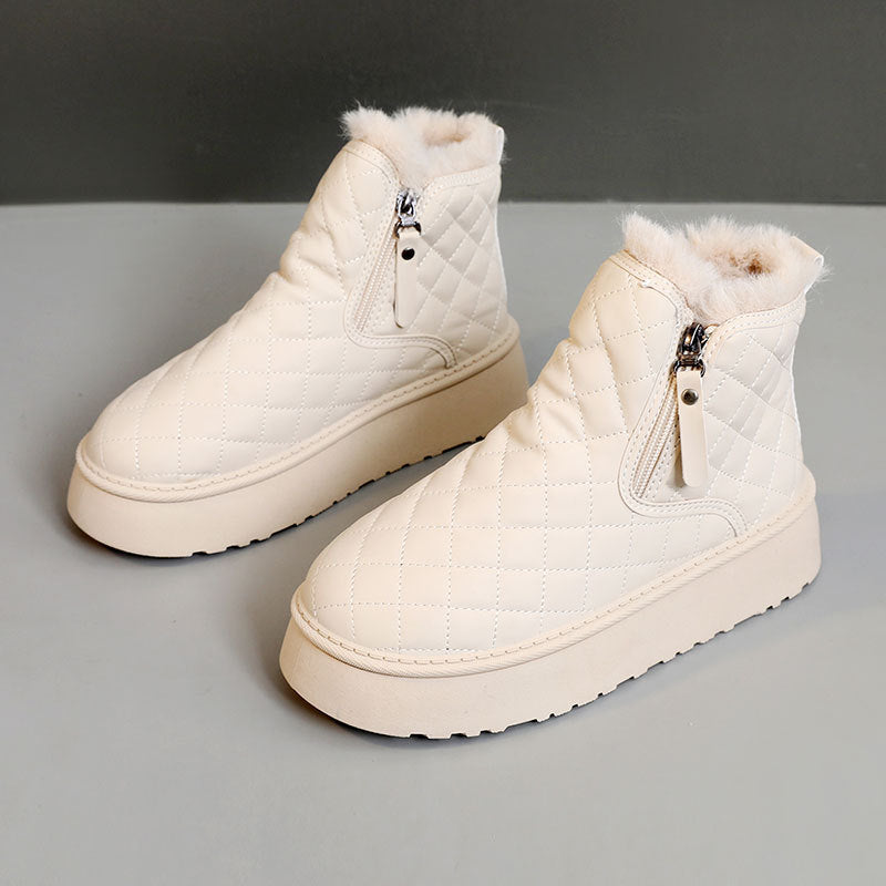 Bottines pour femmes avec doublure chaude et fermeture éclair innovante
