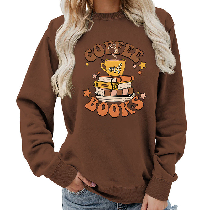 Sweatshirt pour femmes avec design créatif de livre de café