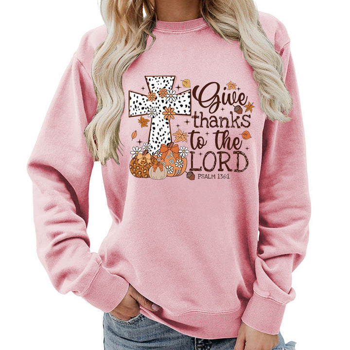 Sweat-shirt pour femmes avec impression créative de croix et design automnal