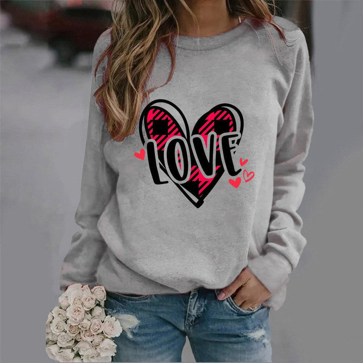 Sweatshirt femme avec design de cœur créatif et coupe décontractée