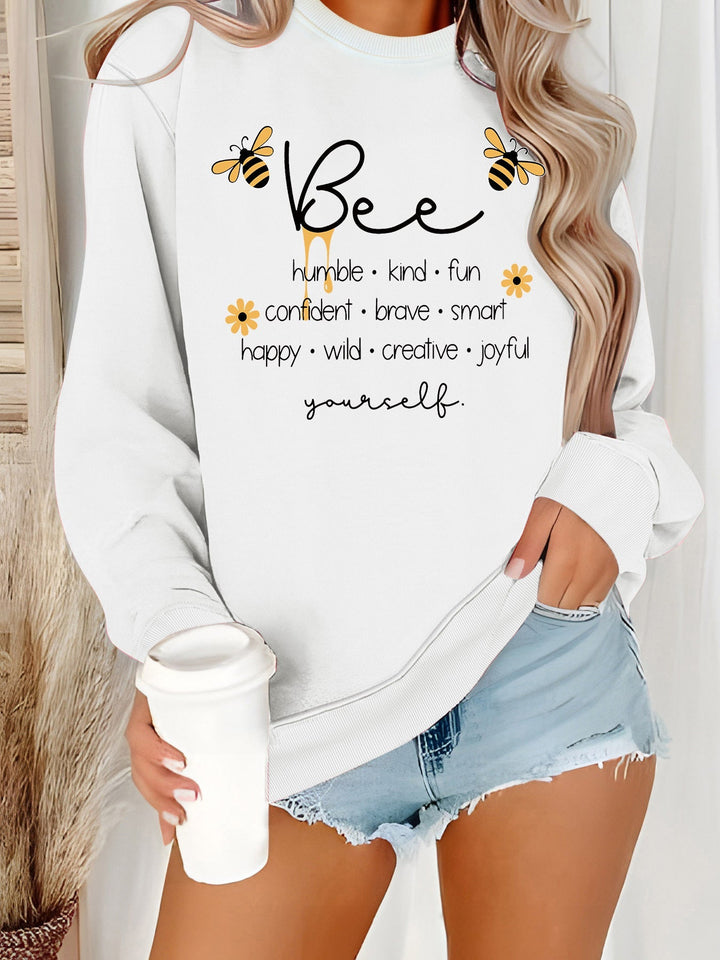 Sweat-shirt pour femmes avec un motif de abeille inspirant et des affirmations positives