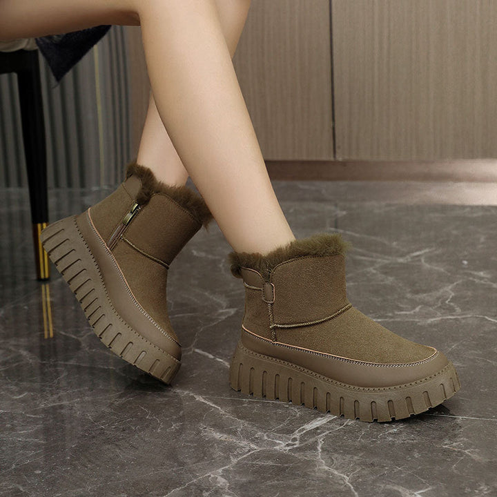 Bottes d'hiver pour femmes avec fourrure synthétique luxueuse et semelle antidérapante